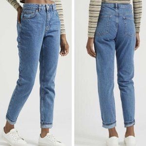 TopShop Petite Moto High Rise Mom Jeans Ankle